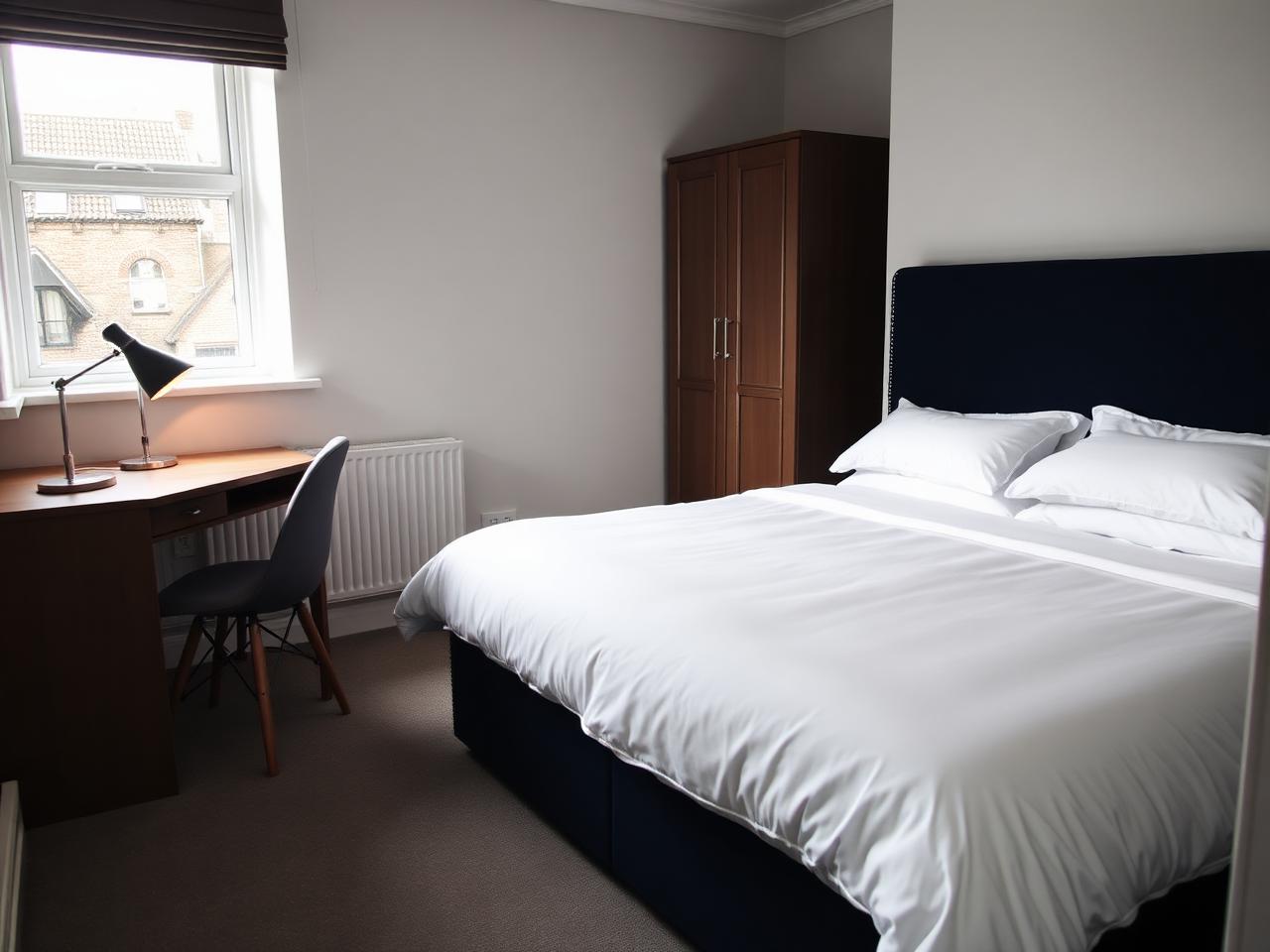 Professionally furnished contractor accommodation bedroom in a UK rental property